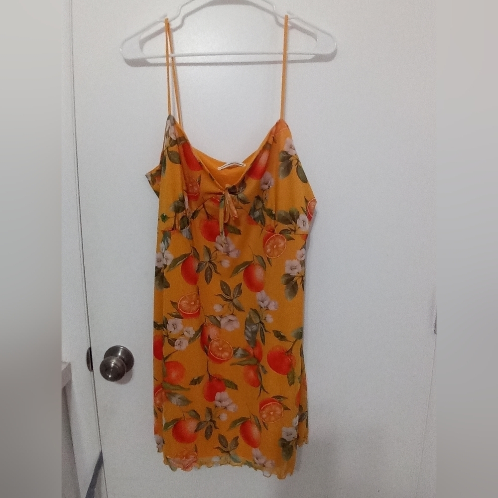 Urban Outfitters Bright yellow orange tropical Lined Mini Slip dress XXXL (3X)